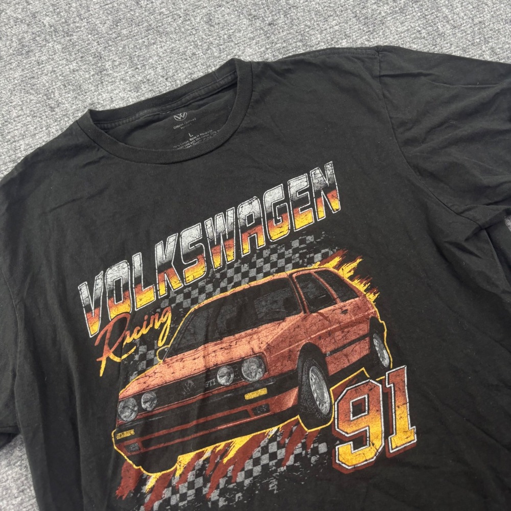 Volkswagen Racing Graphic T-Shirt Large Black 91 GTI Golf Car Short Sleeve Men's